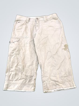 Tan Cargo Capris with Floral Waistband