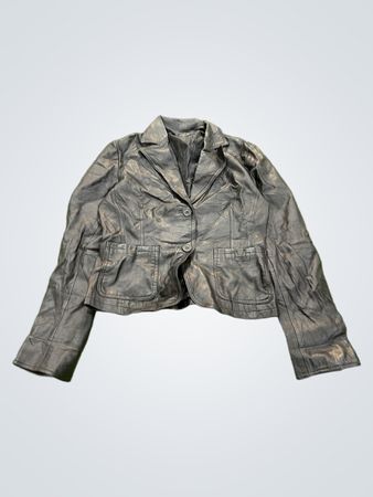 Vera Pelle Made in Italy Blazer de Couro Preto