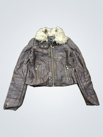 Lane Bryant Faux Fur Trim Quilted Jacket