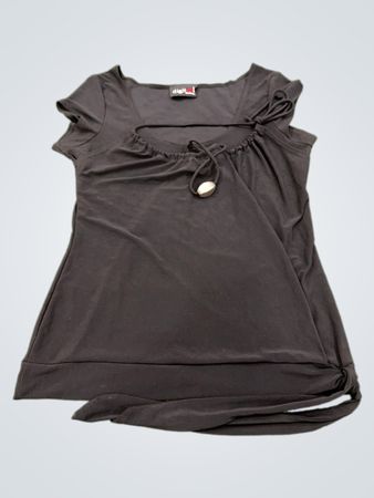 Digit@l Clothing Black Top with Tie Detail