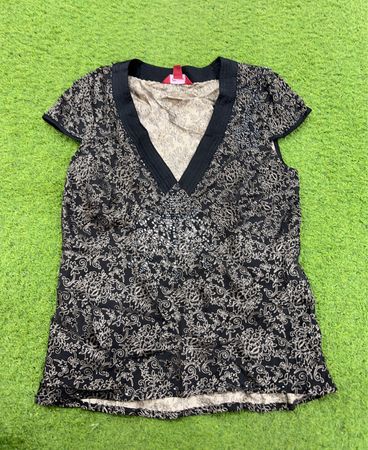 Monsoon Women's Black Floral Print V-Neck Top