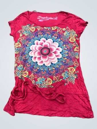 Desigual Red Graphic Print Tunic Top