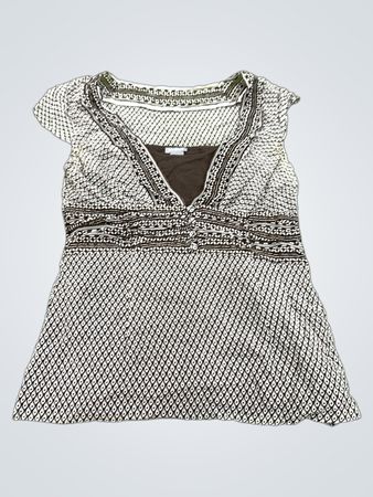 Ann Taylor Damen Braun gemustertes Top mit Kappärmeln Größe 2