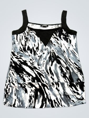 A. BYER Regata Feminina Preta e Cinza com Estampa Abstrata