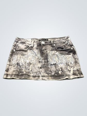 TVB Rinnigw Sequin Embellished Denim Mini Skirt