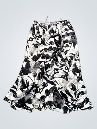 HERMANN LANGE Black and White Floral Maxi Skirt