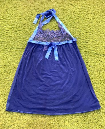 Blue Halter Lace Babydoll