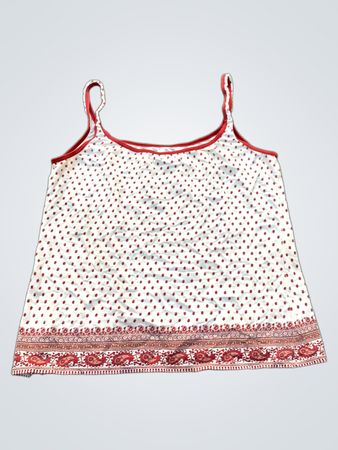 Camisole blanche à imprimé cachemire rouge