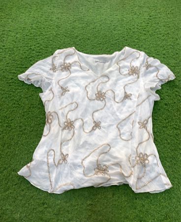 ALEGO White Embroidered Blouse