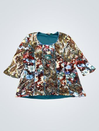 christopher & banks Blusa feminina com estampa floral e mangas 3/4