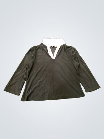 Claudia Richara Black Long Sleeve Shirt with White Collar