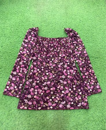 Quelita Floral Print Smocked Square Neck Top
