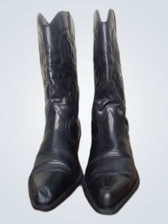 Black Leather Cowboy Boots