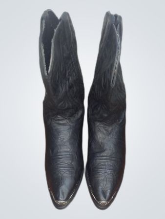 Black Leather Cowboy Boots