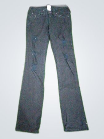 True Religion Distressed Black Bootcut Jeans