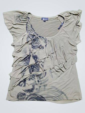 Gray Ruffled Blouse