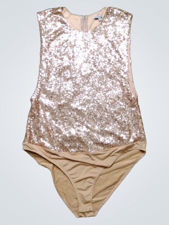 Charlotte Russe Rose Gold Sequined Bodysuit