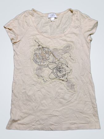 LOFT Embellished Floral Short-Sleeve Top
