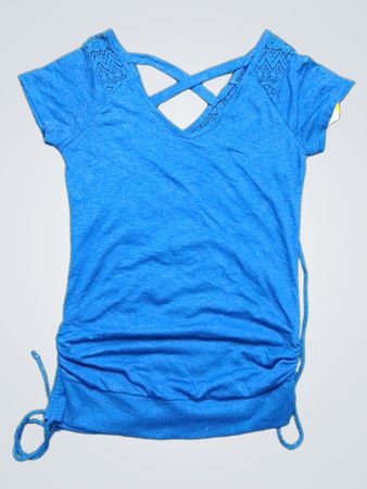 Blue Cropped Top with Lace Details