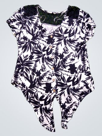 Black and White Floral Romper