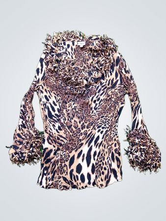 Leopard Print Fringed Top