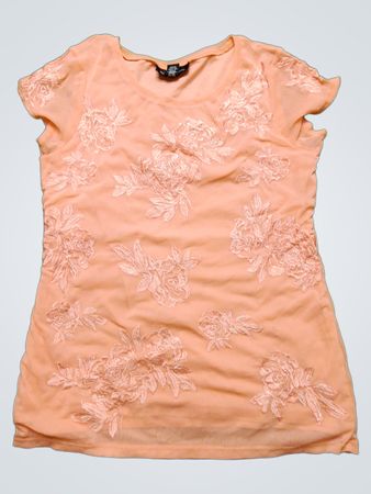 Peach Floral Embroidered Top