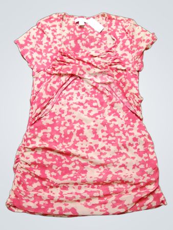 New York & Company Pink Spotted Chiffon Mini Dress