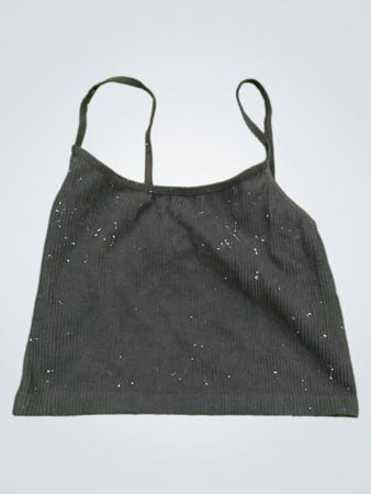 Stradivarius Schwarzes Geripptes Cami-Top