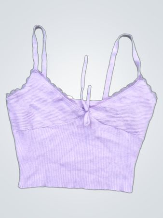 Violett geripptes Crop Top