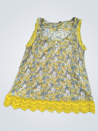 Nächstes floral bedrucktes ärmelloses Top mit Spitzenbesatz