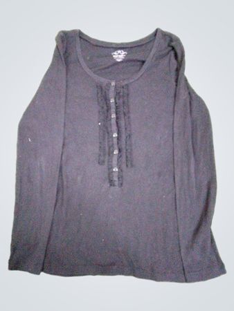 Old Navy Schwarzes Langarm-Henley-Oberteil