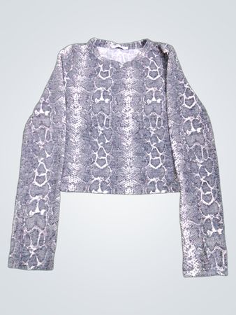 ZARA Snake Print Cropped Long Sleeve Top