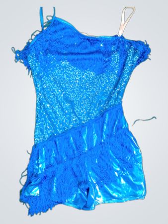 WEISSMAN LA Oberteil 93% Polyester 7% Spandex Unterteil 80% Nylon 20% Spandex Futter Blau Fransen Pailletten Kleid