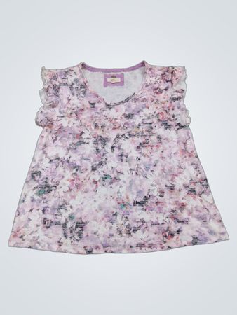 Cupio Floral Print Top mit Rüsche Ärmel