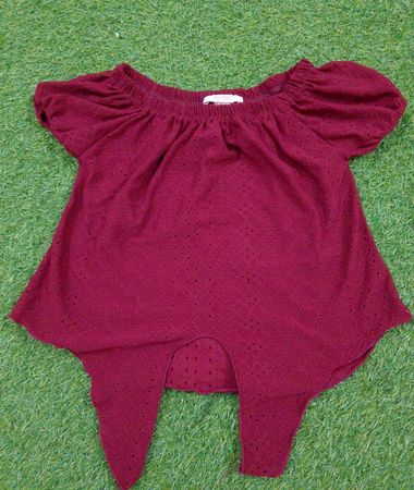 Pony Tails Girls 6X Made in USA maroon Eyellet-Oberteil