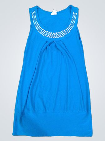 Studio y Blaue Nieten-Ausschnitt Ärmelloses Top