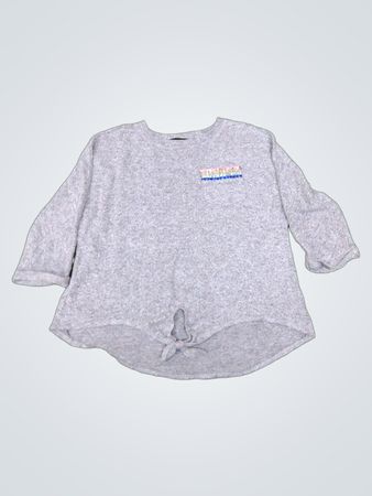 Amy Byer Grauer Krawatten-Front Pailletten-Detail Top