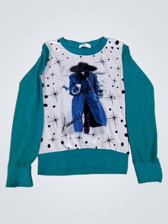 Ambitionierter Langarmpullover mit grafischem Druck