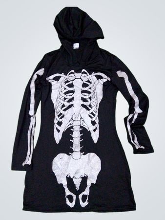 Spirit Skeleton Print Hoodie Kleid