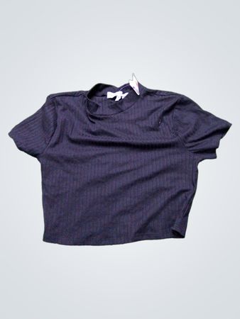 Fast berühmt Schwarzes Ripp-Cropped T-Shirt