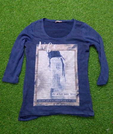 Orsay Blue Graphic Print Long Sleeve Top