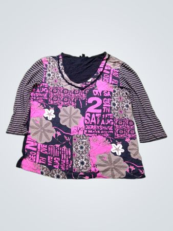Brendexe Collection Schwarzes und Rosa Blumendruck Top