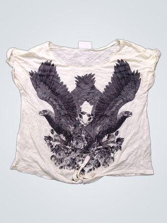 Ginatricot Organic Cotton T-Shirt mit Adler- und Rosenmotiv