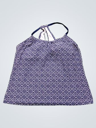 Merona Damen Blau & Weiß Geometrisches Druck Schwimm Tanktop