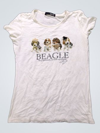Liu Jo White Beagle Grafik T-Shirt