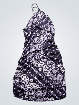 FB Schwester Schwarzes Paisley-Druck Rüschens Mini-Kleid