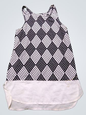 TEMT Black and White Diamond Pattern Tank Top mit weißem Saum