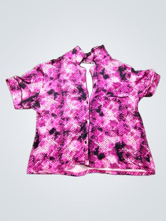 BCBGMAXAZRIA Damen Hemd mit rosa Schlangenmotiv und Knopfleiste
