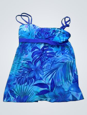 Miraclesuit Damen Badebekleidung Blau Floral Druck Tankini Oberteil