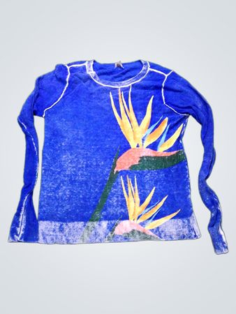 Blauer Paradiesvogel Langarm-Top